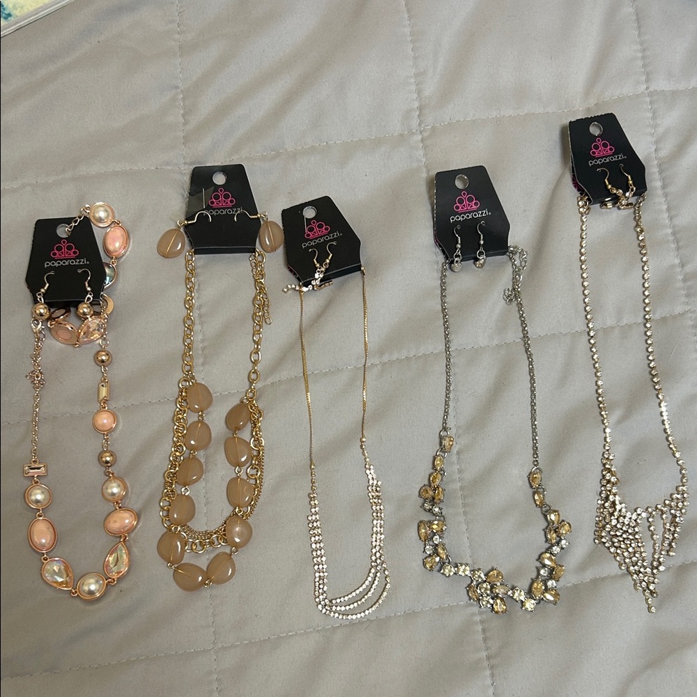 Paparazzi Gold and Cream Necklace Collection